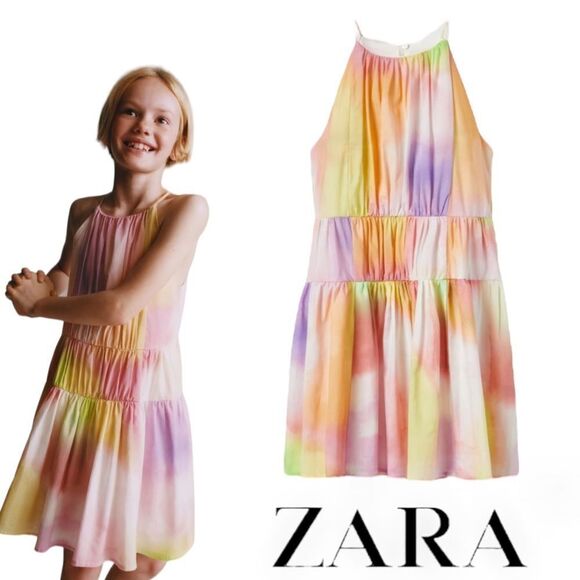 ZARA Kids | Multicolored | TIERED TIE DYE HALTER DRESS - Picture 1 of 7